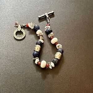 Silpada Rare B1088 Blue and Silver Beaded Bracelet Sterling Silver